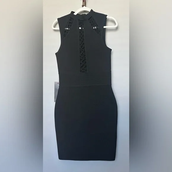 bebe black bandage dress A Line Long Sleeves V Neck Lace Black Prom Dresses with Split, V Neck Long  Sleeves Black Lace Formal Dresses, Black Lace Evening Dresses main image 1